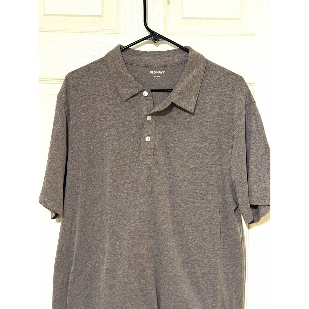 Old Navy Men's Gray Polo Shirt L Regular Short Sleeve Collared Solid Button